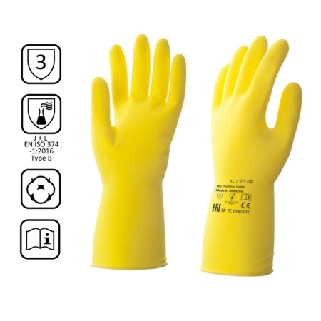 Gloves Latex reusable yellow, size XL