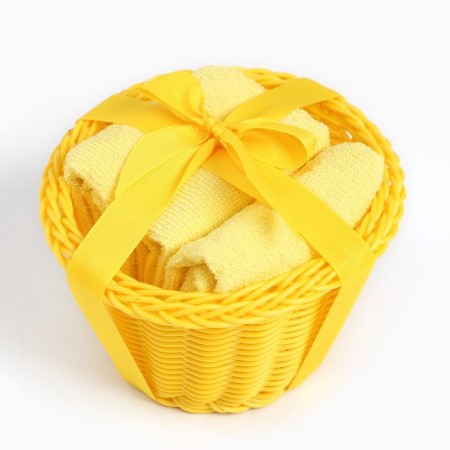 Set of terry decorative napkins Ethel "View 1" 30x30cm-3pcs, yellow color, 100% cotton-4