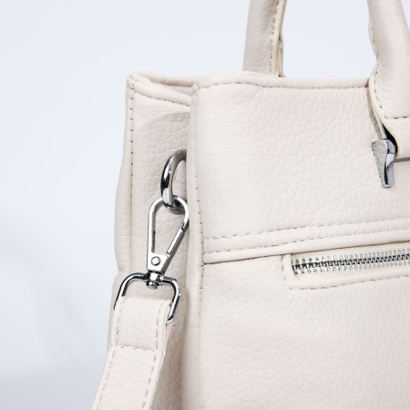Luggage bag on lightning, 2 external pockets, milk color-4