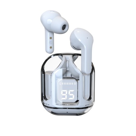 Wireless headphones Air31, TWS, vacuum, BT 5.0, 45/230 mAh, transparent, white