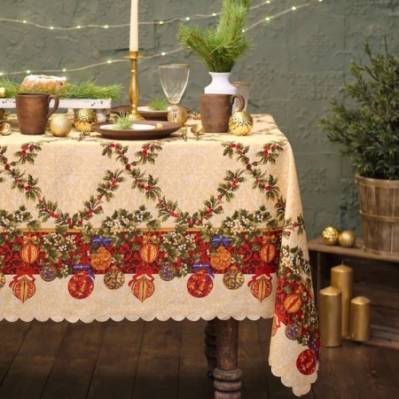 The tablecloth of the New Year's share "Christmas tree toys" 110*145 cm, 100% p/e-5