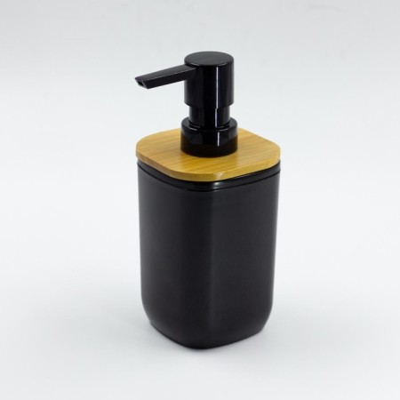 Joy Home liquid soap dispenser, plastic, black with bamboo
