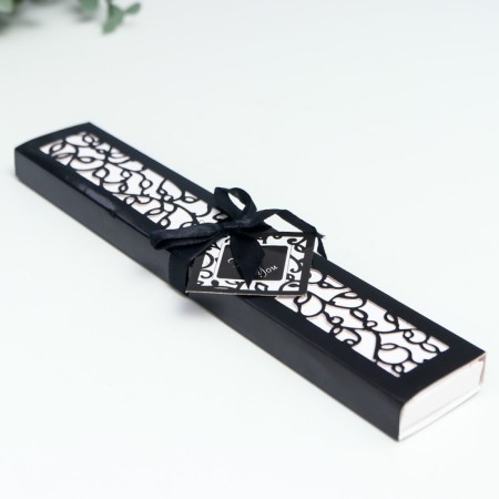 Fan bamboo, textiles h = 21 cm "monocet" in a box, black-8