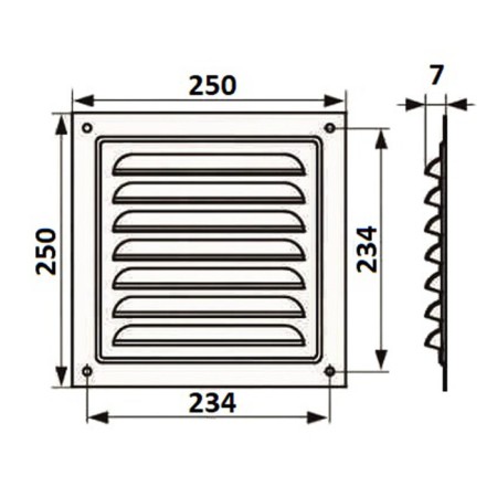 Ventilation grate Zein Lux RM2525sk, 250 x 250 mm, with a grid, metal, clone bone-6