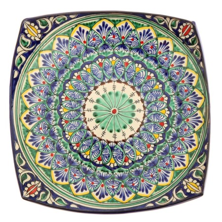 Largan Rishtan ceramics "Patterns", 25 cm, square, blue, mix-3