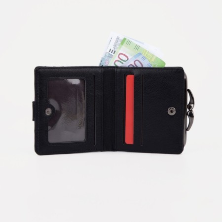 Women's wallet on the button, black color-5