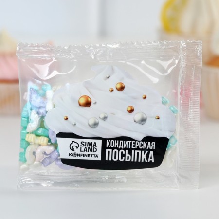 Sprinking confectionery "Rainbow": white, yellow, peach, purple, 25 g.-3