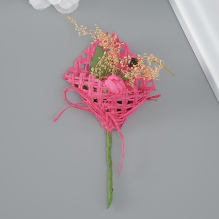 Decorative bouquet "Rose" 5x9 cm, raspberry