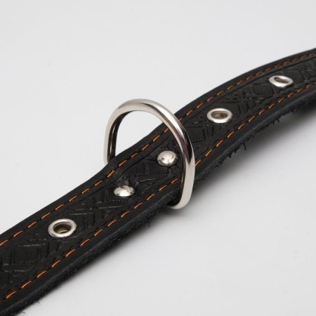 Collar leather embossed single-layer, dimensionless, 3 x 60 cm, Osh 42-55 cm, mix of flowers-3