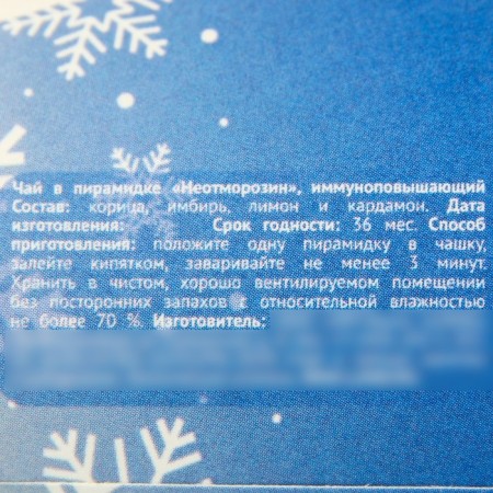 Immunopusing tea in the Pyramid "Neomorozin", taste: tag, cinnamon, ginger, lemon, cardamon, 3 g.-6