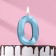 Candle in the Cake "Fine", number "0", blue metallic, 6.5 cm