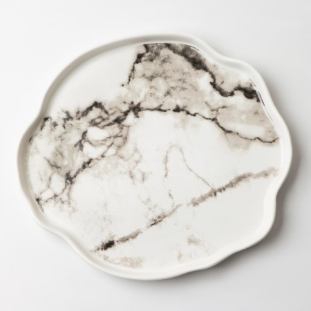 Ceramic plate "White Marble", 27 cm, white color-2