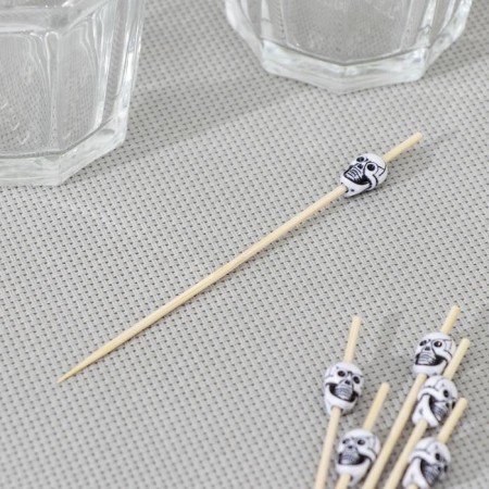 Skewers El Dia de Muertos, 25 pcs, 12 cm, bamboo, white color