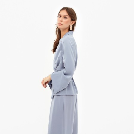 Female set (jacket, trousers) minku: Silk pleasure color gray-blue, rr 46-6