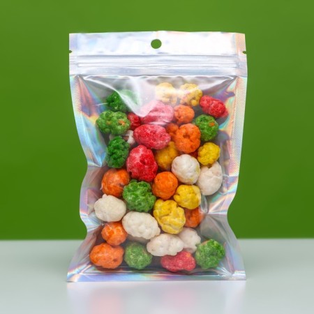 ZIP-Lock Pat package, Iridist, with a continuous window, flat, euro-slopes 10 x 15 cm