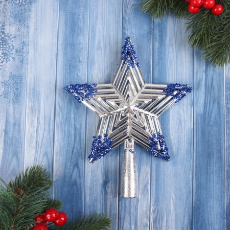 Tips "Star strip volume" 18x14.5 cm, silver-blue