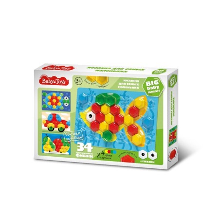 Mosaic for the smallest Baby Toys "Fish", 4 colors, 34 elements-1
