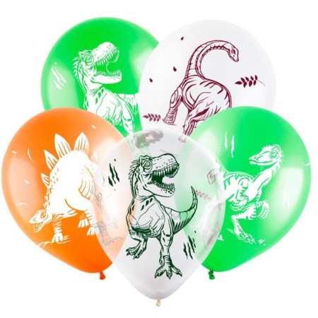 Latex ball 12 "Dinosaurs", pastel-critical, 4-sided, set of 100 pcs., Mix