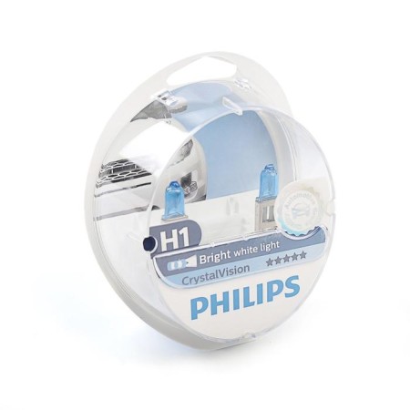 Auto Stuffing PHILIPS Crystal Vision 4300K ​​(2pcs+2pcs W5W), H1 (P14.5S), 12 V, 55 watts, 12258 CV SM 33715