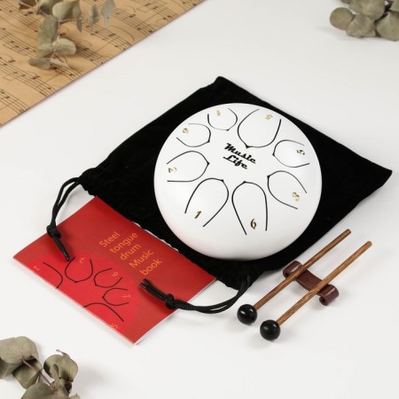 Musical instrument glucophone, white, 8 petals, 15 x 9 cm-1