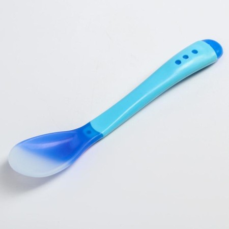 Spoon for nursery for feeding, heat-sensitive, blue-blue color-1