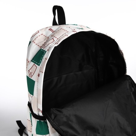 Youth backpack from textiles, 3 pockets, milk/green color-5