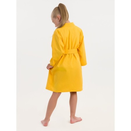 Waffel children's robe "kimono", size 40, yellow color-3