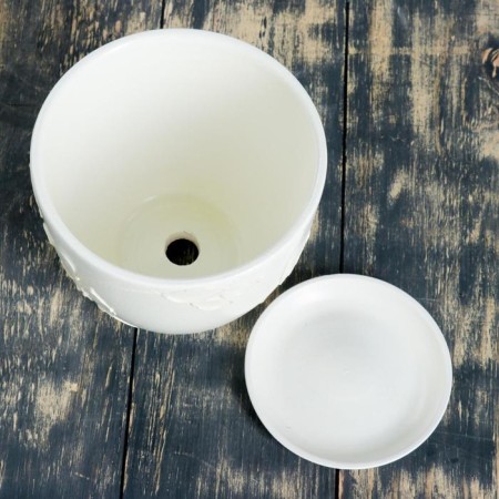 Flower Pot "Courage" (white) No. 3 High oval 1.5l-3