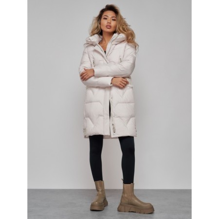 Coat insulated winter female, size 52, beige color-17