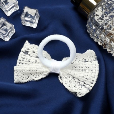 Hair elastic band Bant "Schoolgirl" Lace Ornament, 10x6 cm, white-1