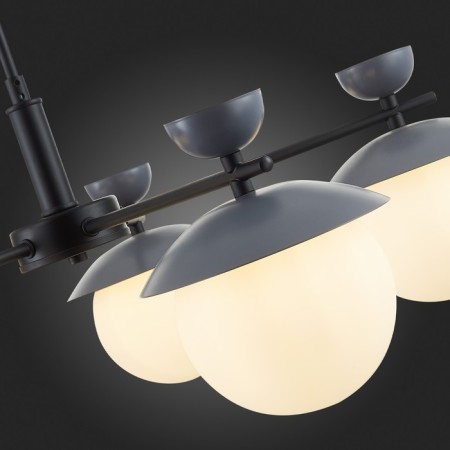Ceiling EVOLUCE lamp. Sle220202-05. Genova. 5x5 watts, G9, 4000k, 67x67x46 cm, black color, gray-7