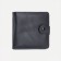 Men's purse on the button, a department for bills, for cards, black color