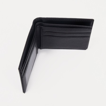 Male purse without fastening, department for bills, for maps, black color-3