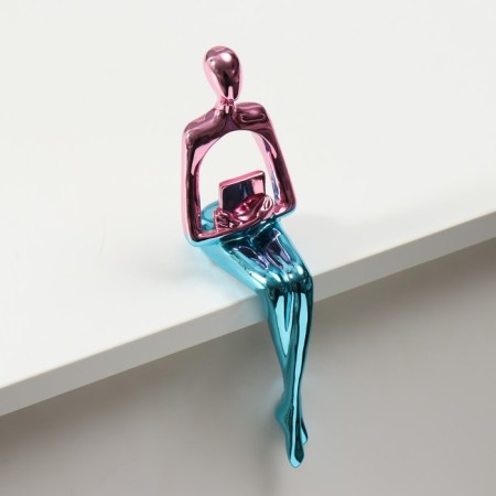 Polystone souvenir "A man with a book" Pink-blue 5.9x9.4x23 cm-2
