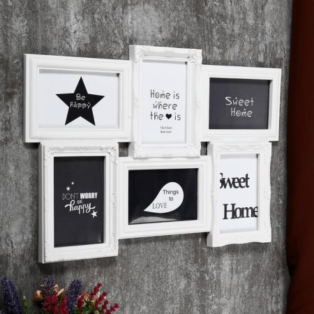 Photo frame plastic in 6 photos 10x15 cm "Family" white 35.5x52 cm-1