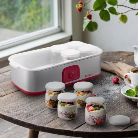 Yogurtnitsa KitFort KT-6098, 20 W, 180 ml, 8 containers, glass, silver-pink-4