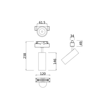 Technical TR019-2-15W4K-MG, LED, 18 W, 145x120x160 mm, 1500 lm, 4000K, matte gold-1