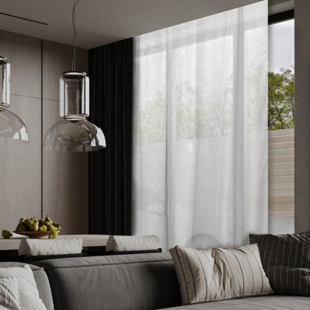 Witerra curtain with embossing a monogram 300x260cm, white, veil, PE100%-1