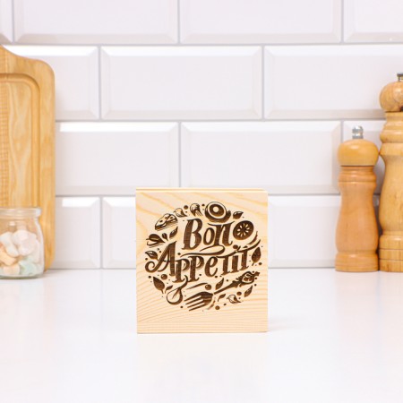 Squarean napkin "Bon Appetit", 10 x 5 x 11cm, wood-3