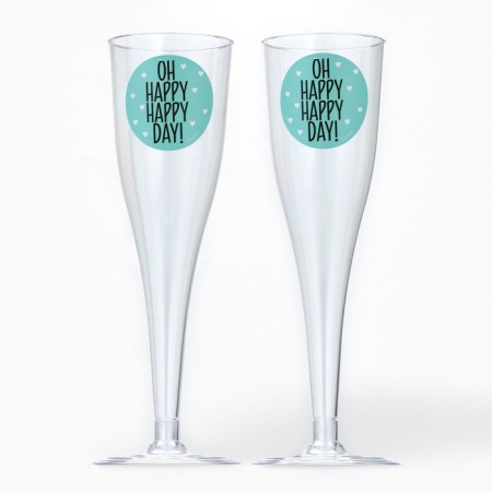 A set of plastic glasses for champagne "OH Happy" 150 ml-1