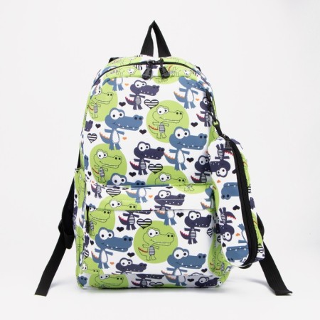 School backpack from lightning textiles, external pocket, penalty, green color