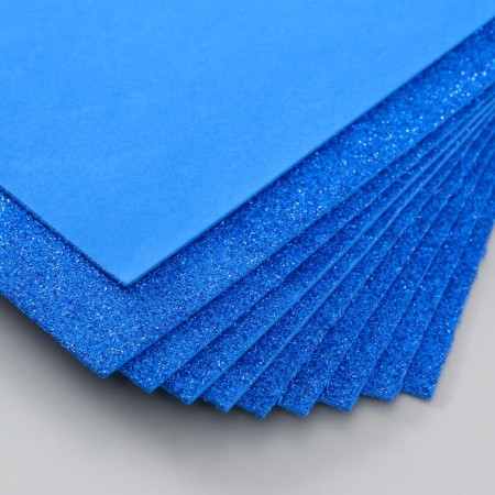 Foamiran glitter 2 mm, 20x30 cm, blue-3