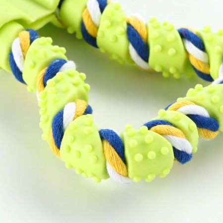 A toy twisted of rubber and rope "Putness", 19.5 cm, light green-2