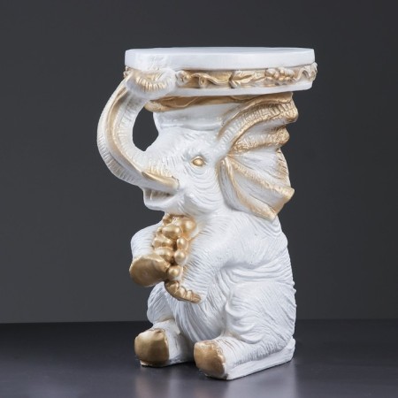 Figure - stand "Elephant sitting" white gold, 34x26x44cm-5