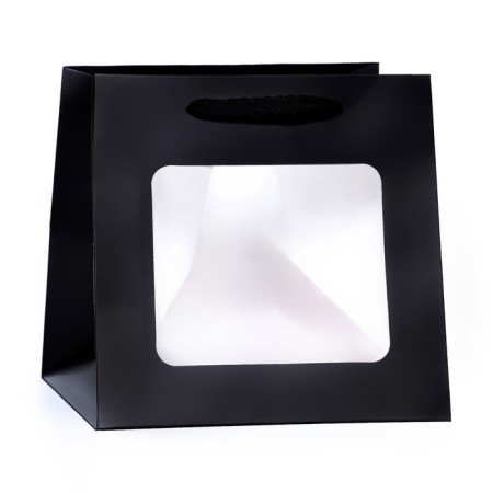 Gift package, craft, with a window, "black", 15 x 15 x 15 cm-1