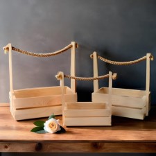 A set of wooden pots 3 in 1 (30.5 × 18.5 × 35; 25.5 × 15 × 30; 20 × 12 × 23) 