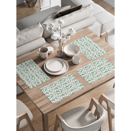 Set of napkins for setting the table "Field flowers", rectangular, rounded edges, size 30x46 cm, 4 pcs