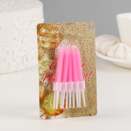 Candles for the cake "Neon", 10 pcs, pink 5 cm-10