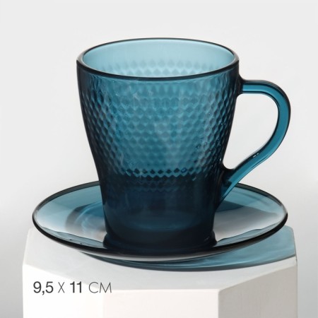 Tea glass set "Idell", 12 items: 265 ml mug, 6 pcs, saucer d = 13 cm, 6 pcs, color London Topaz-1