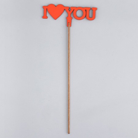 Topper wooden "I love you" red 12x5 cm-2